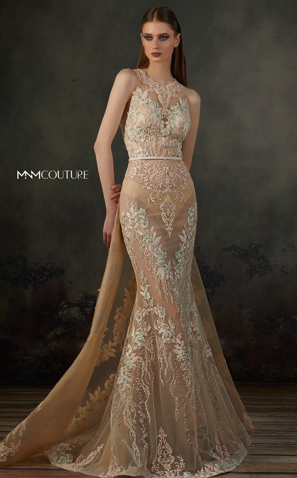 MNM Couture K3692 Jewel Neck Embroidered Mermaid Gown - CYC Boutique