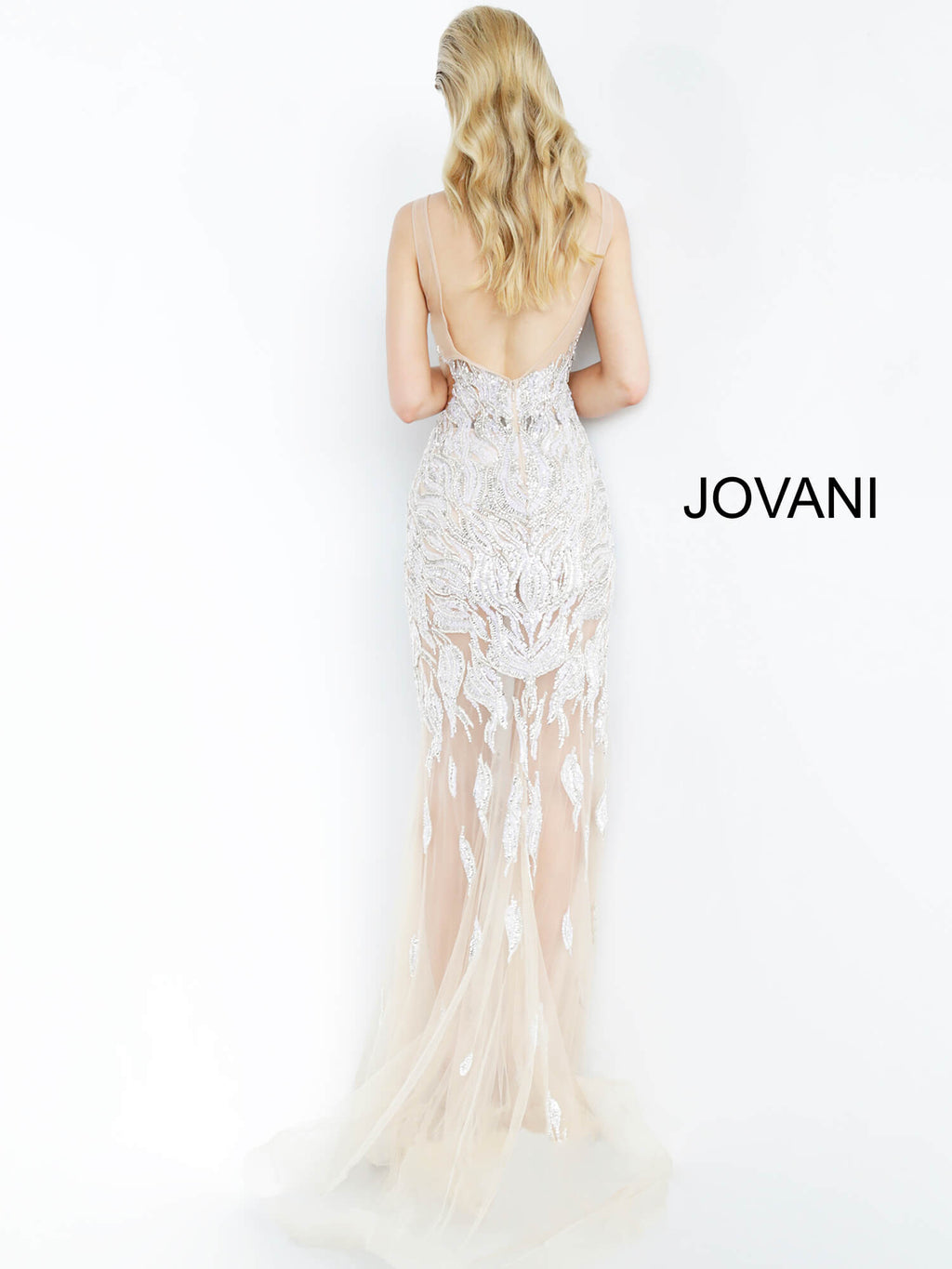 JOVANI 67786 Sheer Embellished Evening Dress