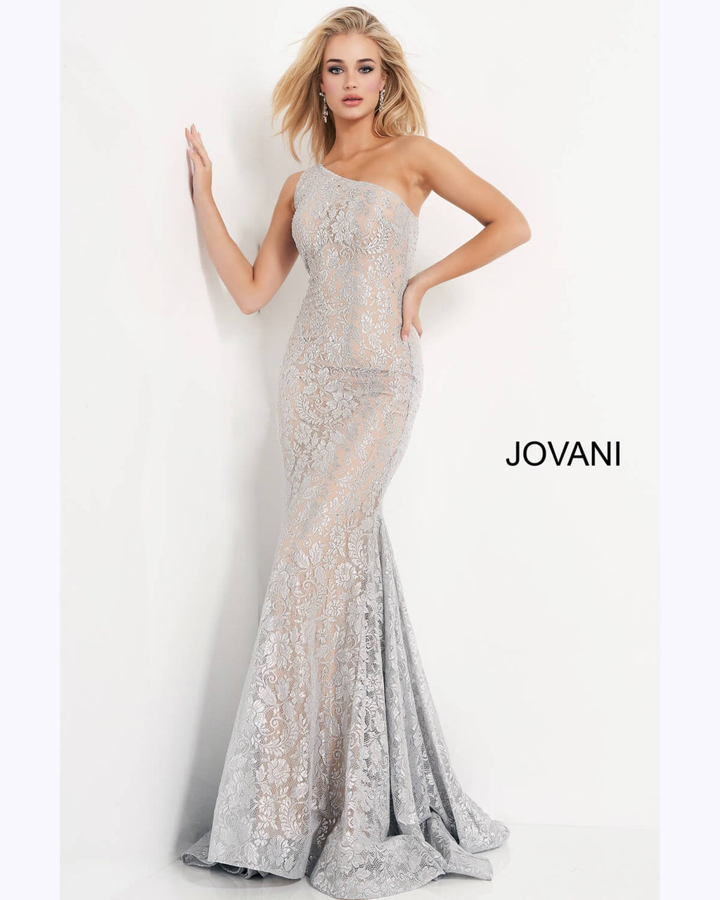 Jovani 00353 One Shoulder Lace Prom Dress