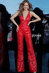 JOVANI 00474 V-Neck Embellished Jumpsuit