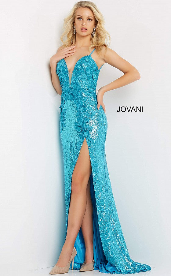 Jovani 1012 Plunging Neckline Evening Dress