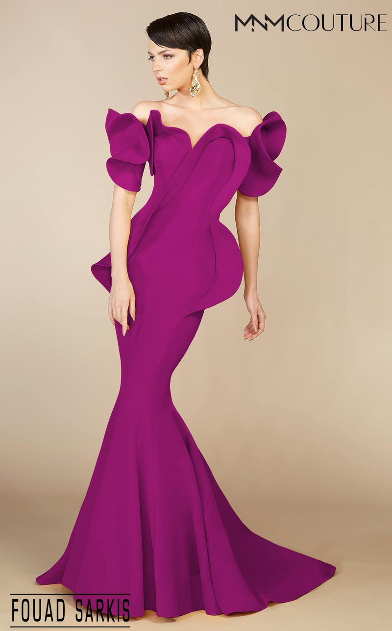 MNM Couture 2328 Fouad Sarkis Off Shoulder Evening Dress - CYC Boutique
