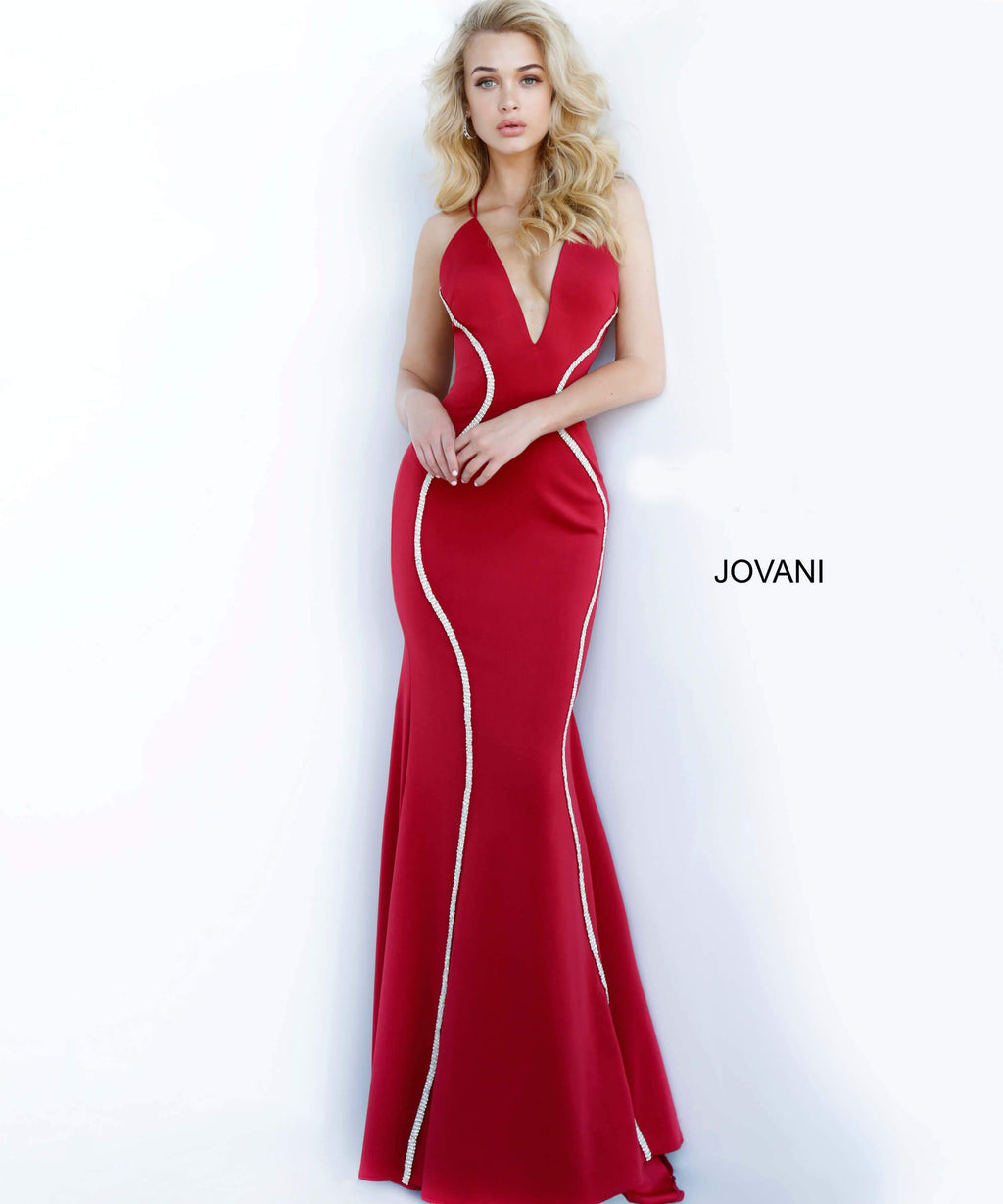 JOVANI 3040 Criss Cross Back Fitted Evening Dress - CYC Boutique