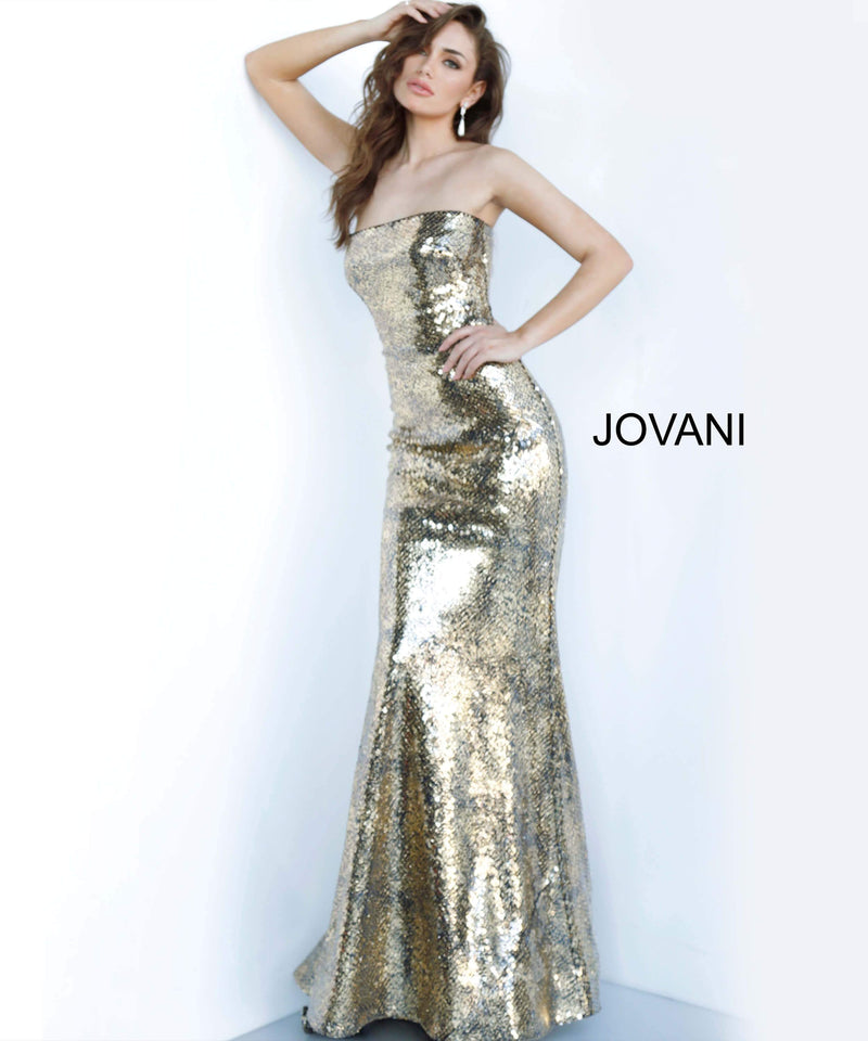 JOVANI 3390 Strapless Metallic Evening Dress - CYC Boutique