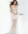 JOVANI 3959 Off White/Nude Beaded V-Neck Evening Dress - CYC Boutique