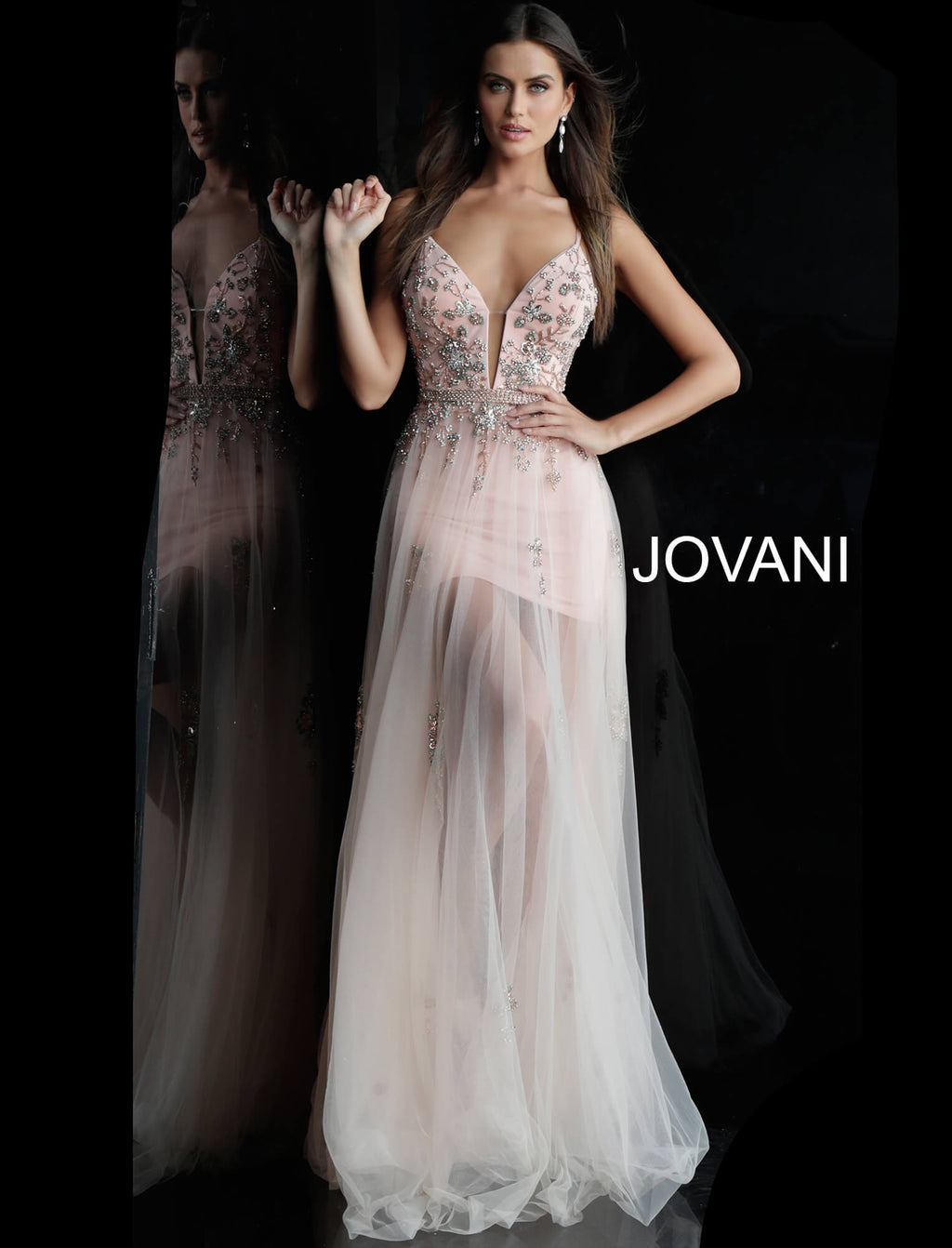 JOVANI 55621 Plunging Neckline Evening Dress - CYC Boutique