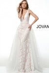 JOVANI 58563 Off White Blush Plunging Neckline Sleeveless Bridal Gown - CYC Boutique