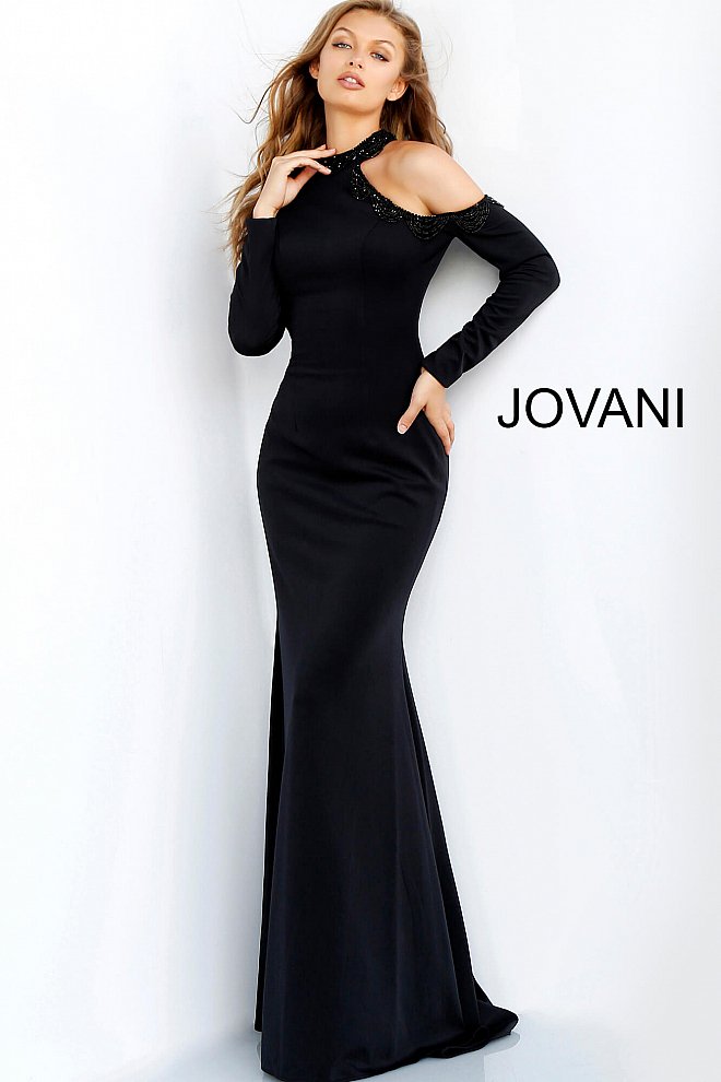 JOVANI 60937 Long Sleeve High Neck Evening Dress - CYC Boutique