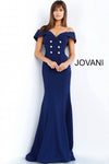JOVANI 62047 Off Shoulder Button Embellished Evening Dress - CYC Boutique