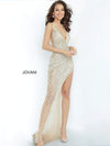 JOVANI 63405 Asymmetrical Beaded Illusion Gown