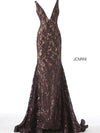 JOVANI 63437 Low V-Neck Embellished Evening Dress - CYC Boutique