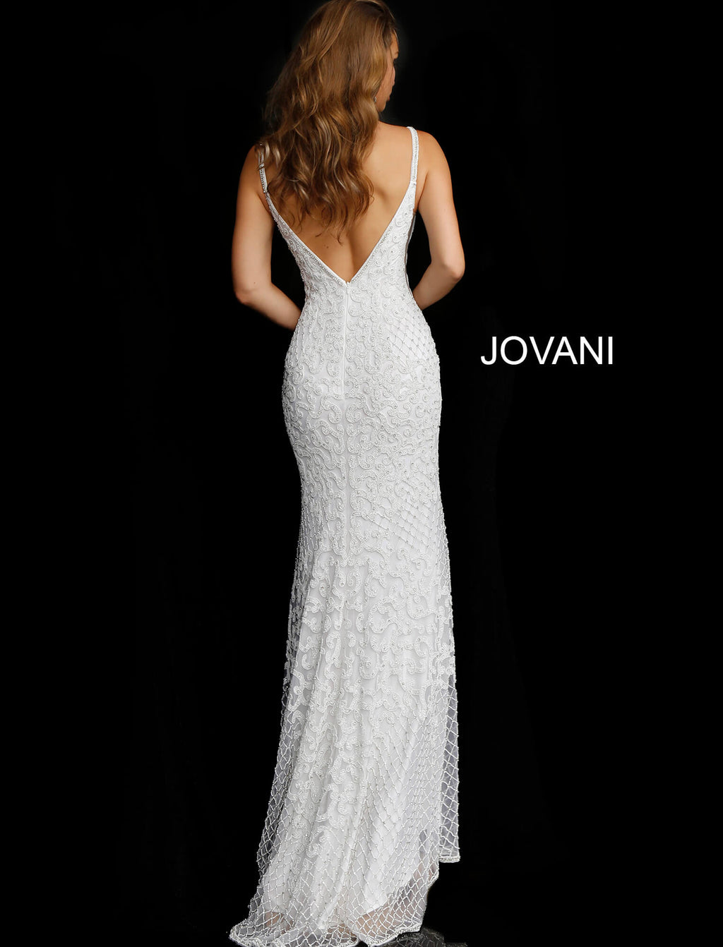JOVANI 66765 Embellished Plunging Neck Bridal Dress - CYC Boutique