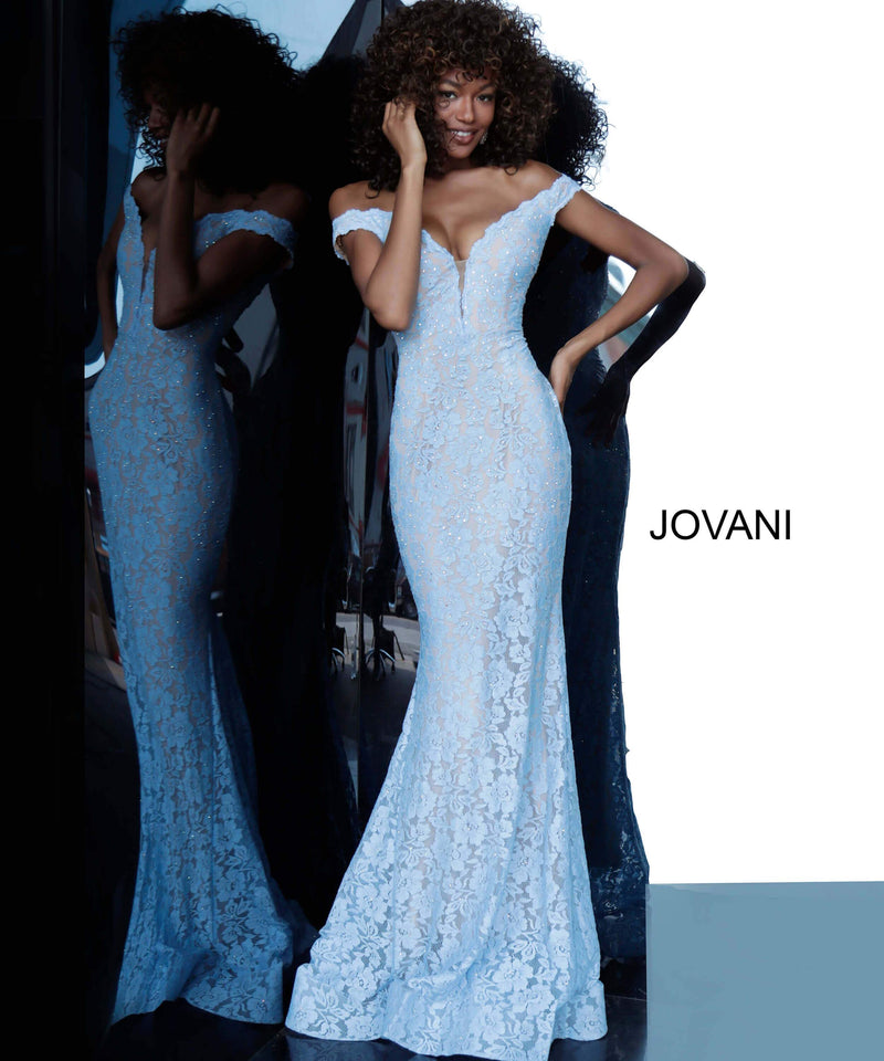 JOVANI 63704 Off Shoulder Lace Evening Dress - CYC Boutique