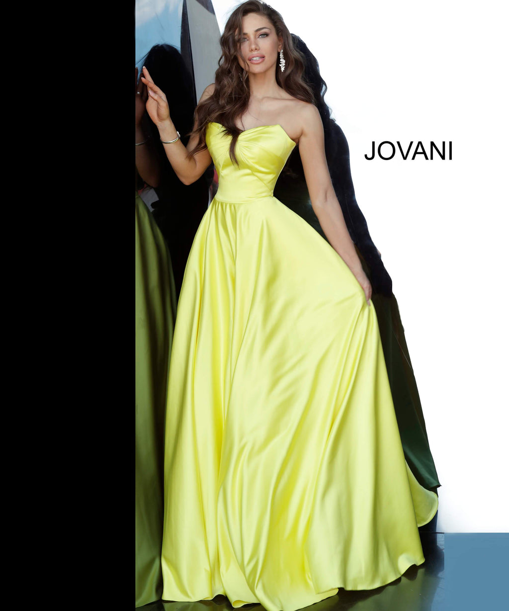 JOVANI 67847 Strapless Sweetheart Neckline Satin Evening Dress - CYC Boutique