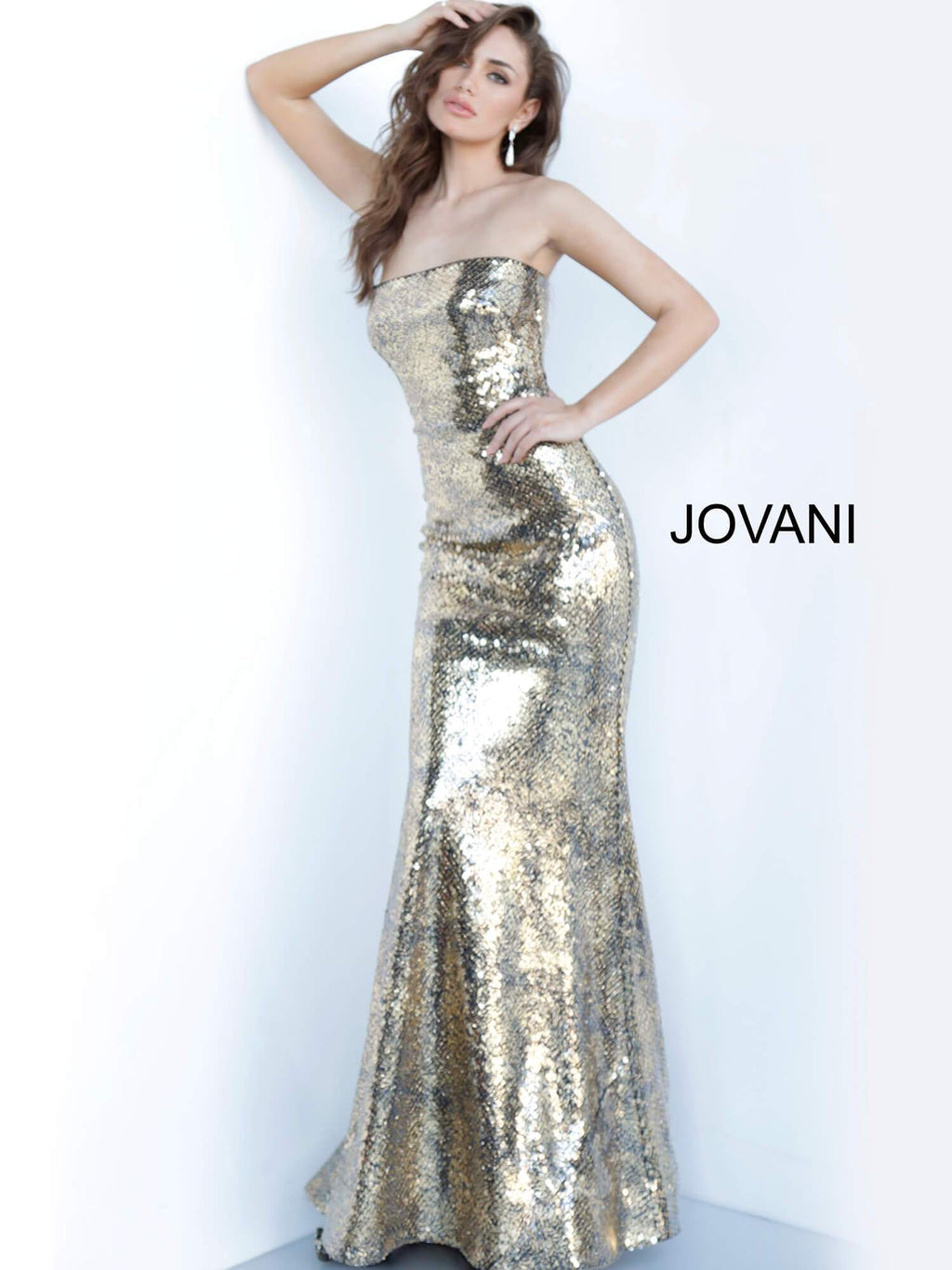 JOVANI 3390 Strapless Metallic Evening Dress - CYC Boutique