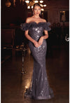 Cinderella Divine J818 Off-Shoulder Evening Dress