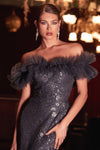 Cinderella Divine J818 Off-Shoulder Evening Dress