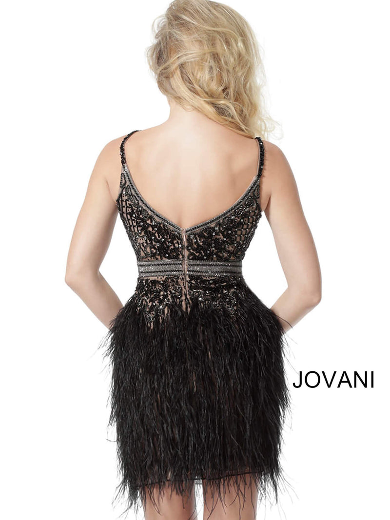 JOVANI 64266 Feather Skirt Cocktail Dress - CYC Boutique