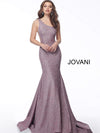 JOVANI 67650 One Shoulder Glitter Evening Dress - CYC Boutique