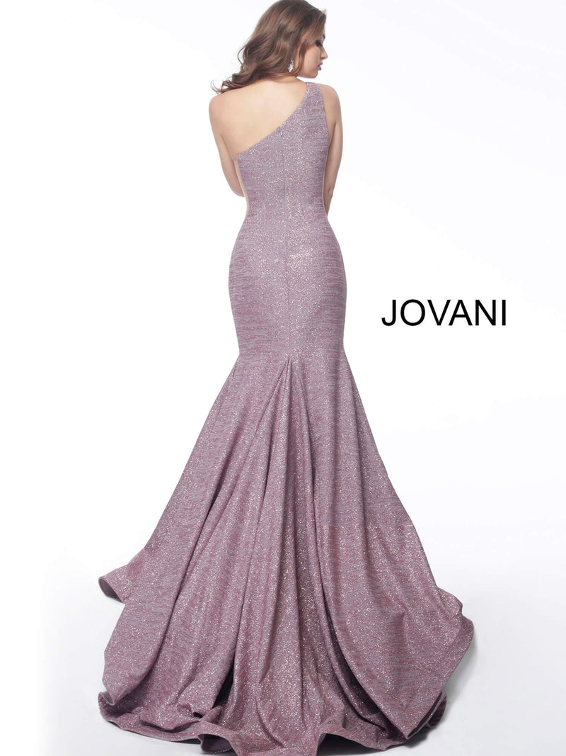 JOVANI 67650 One Shoulder Glitter Evening Dress - CYC Boutique