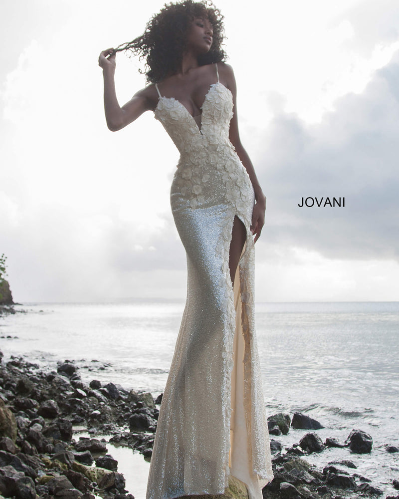 Jovani 1012 Plunging Neckline Evening Dress