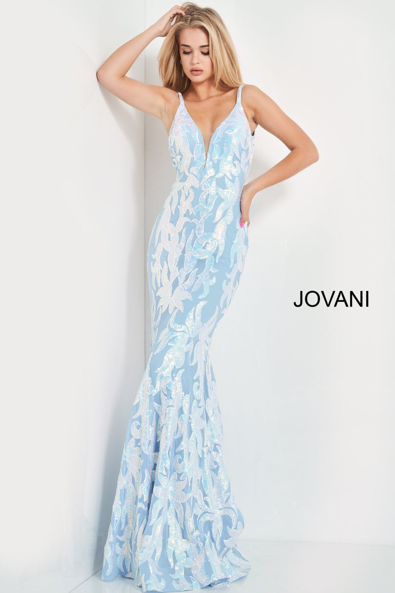 Jovani 3263 Plunging Neckline Fitted Prom Dress
