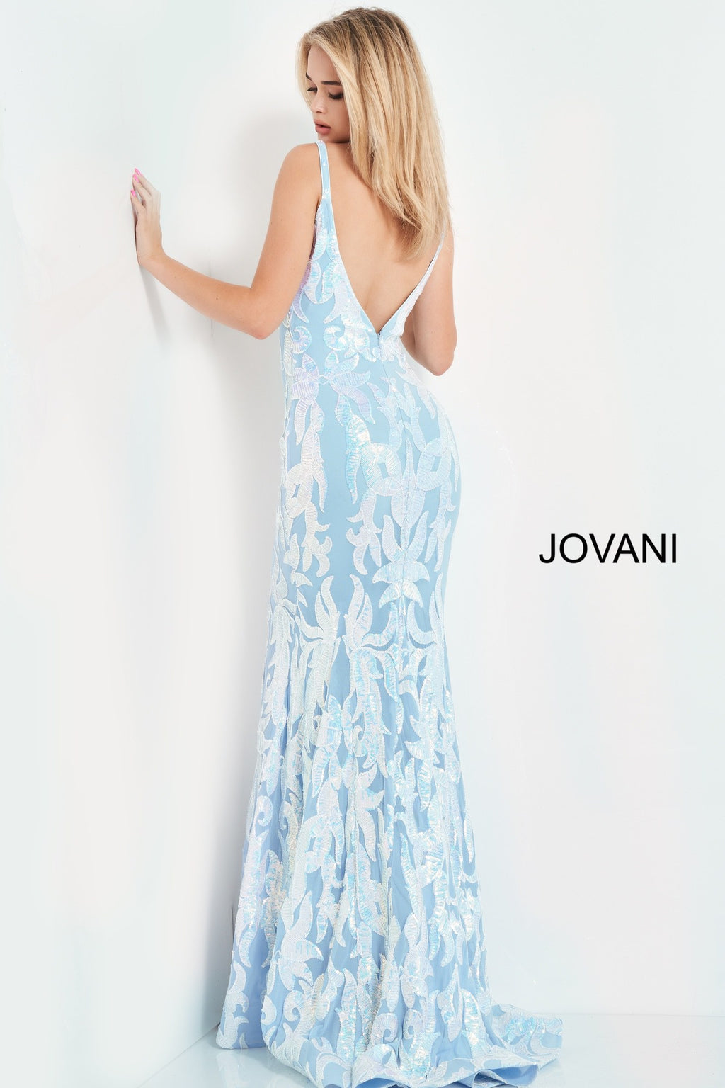 Jovani 3263 Plunging Neckline Fitted Prom Dress