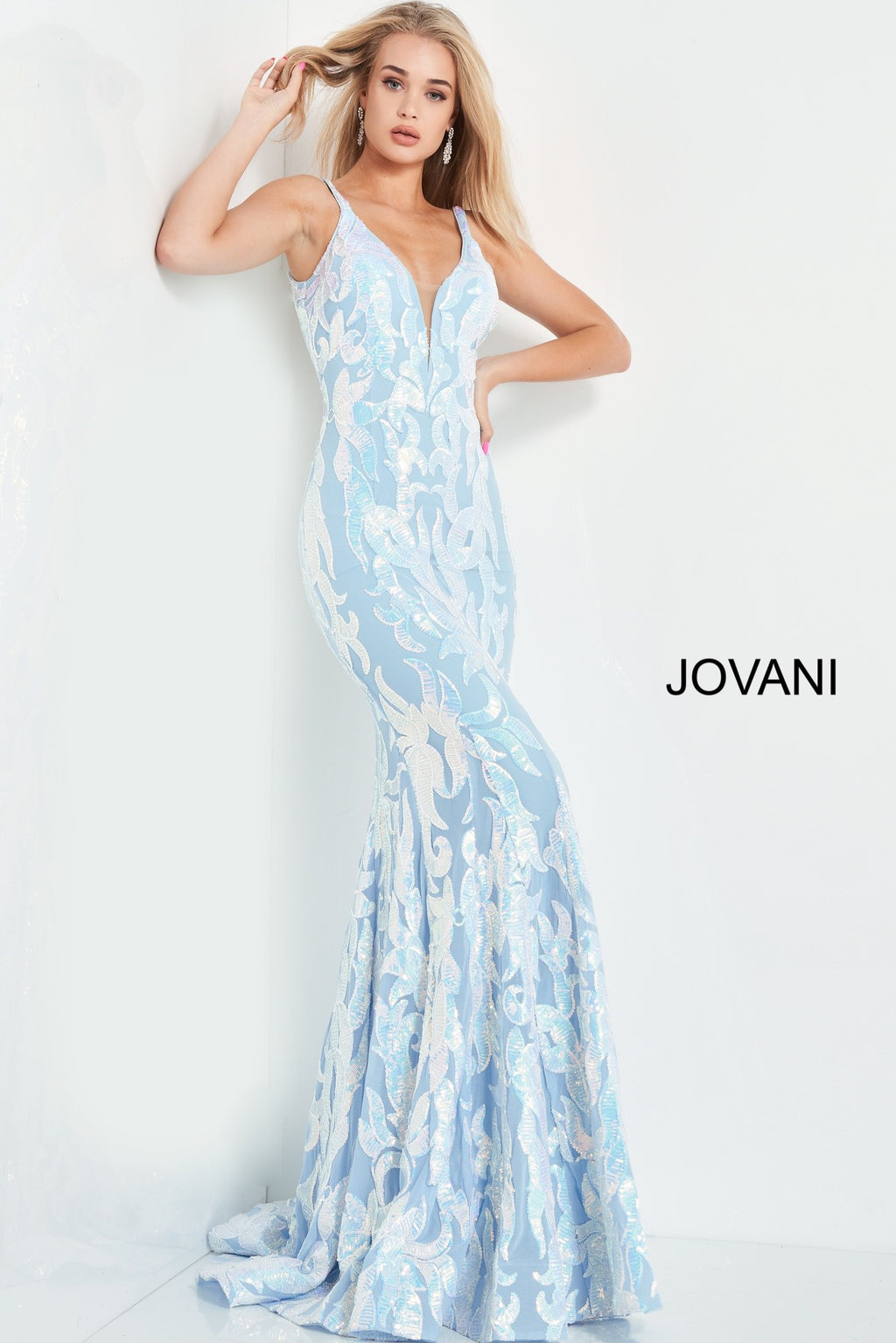 Jovani 3263 Plunging Neckline Fitted Prom Dress