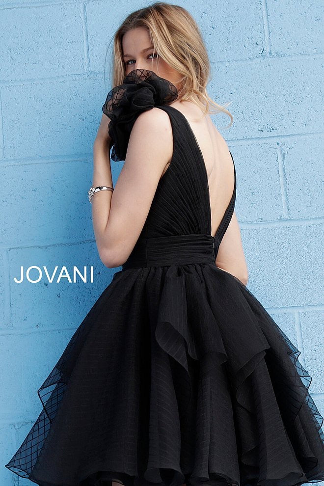 JOVANI 62641 Flare Plunging V-Neck Cocktail Dress - CYC Boutique