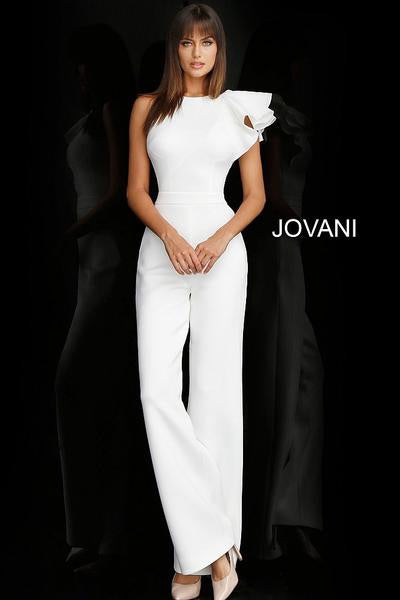 JOVANI 57239 Ruffled Cap Sleeve Scuba Jumpsuit - CYC Boutique