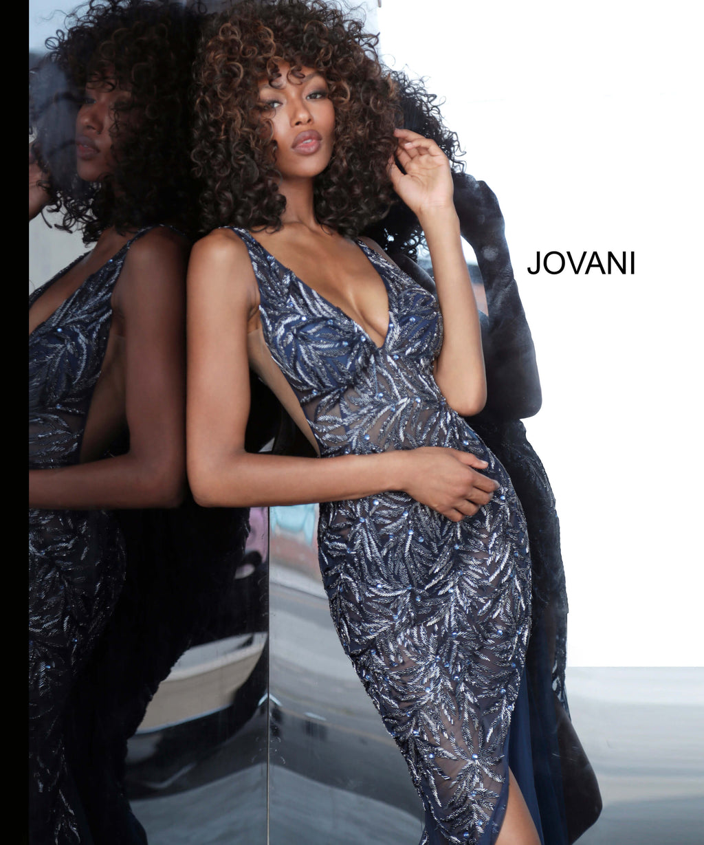 JOVANI 1863 Embellished Tulle Trumpet Dress