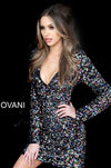 JOVANI 1899 Long Sleeve Sequined Cocktail Dress - CYC Boutique