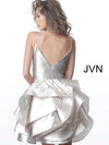 JOVANI JVN2386 Champagne V Neck Layered Skirt Cocktail Dress - CYC Boutique