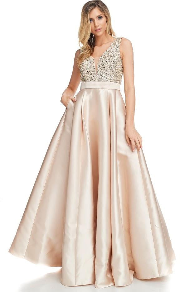 Crystal Embellished Bodice Mikado Gown - CYC Boutique