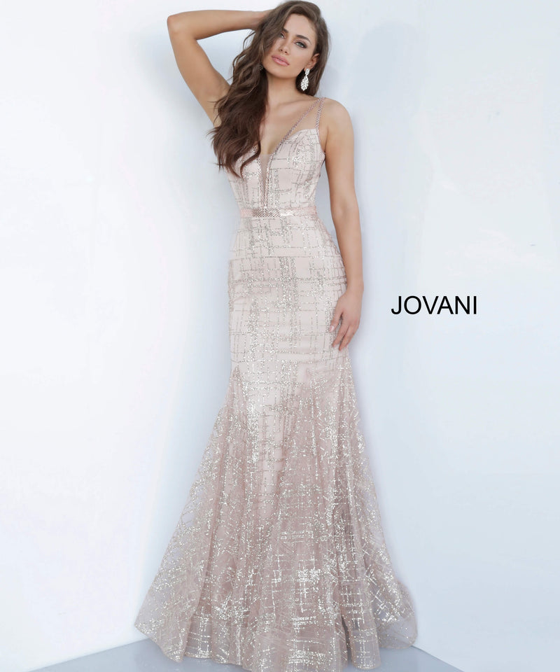 JOVANI 2388 Plunging Neck Evening Dress - CYC Boutique