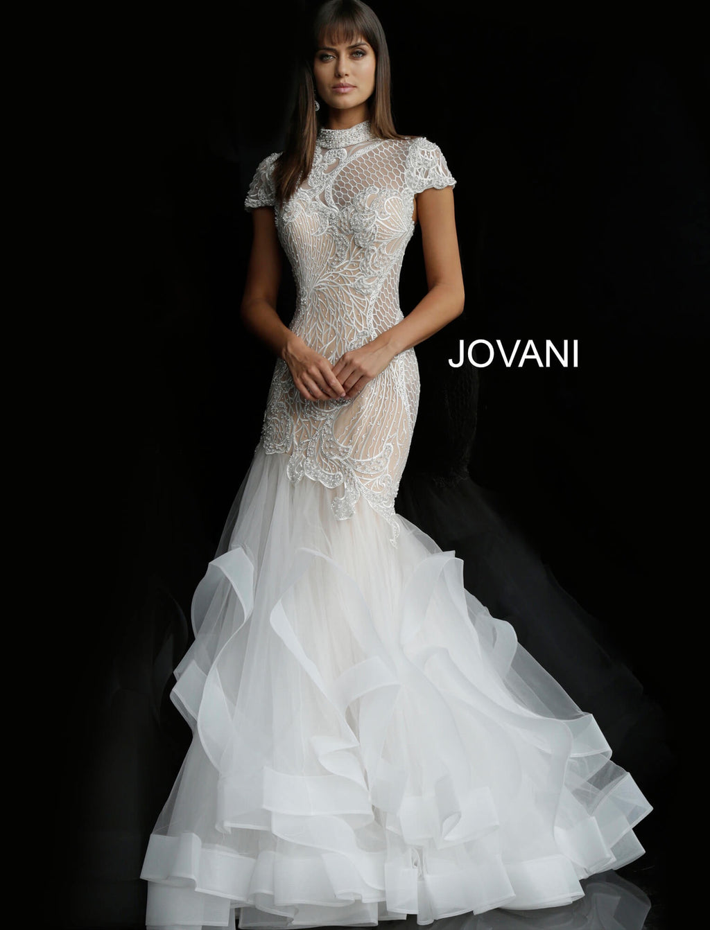 JOVANI 64139 High Neck Embellished Wedding Gown - CYC Boutique