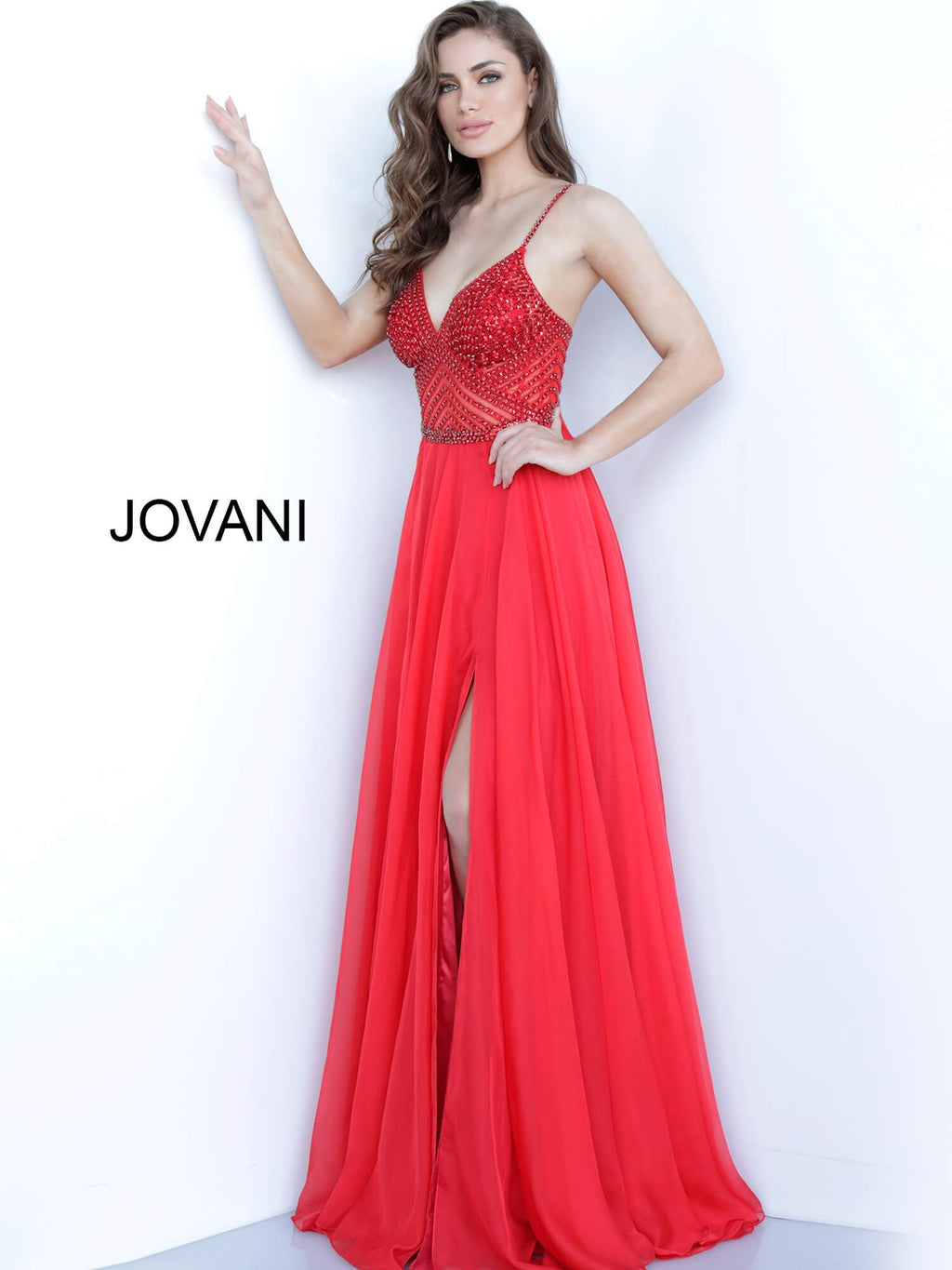 JOVANI 66925 Beaded Bodice Chiffon Evening Dress - CYC Boutique