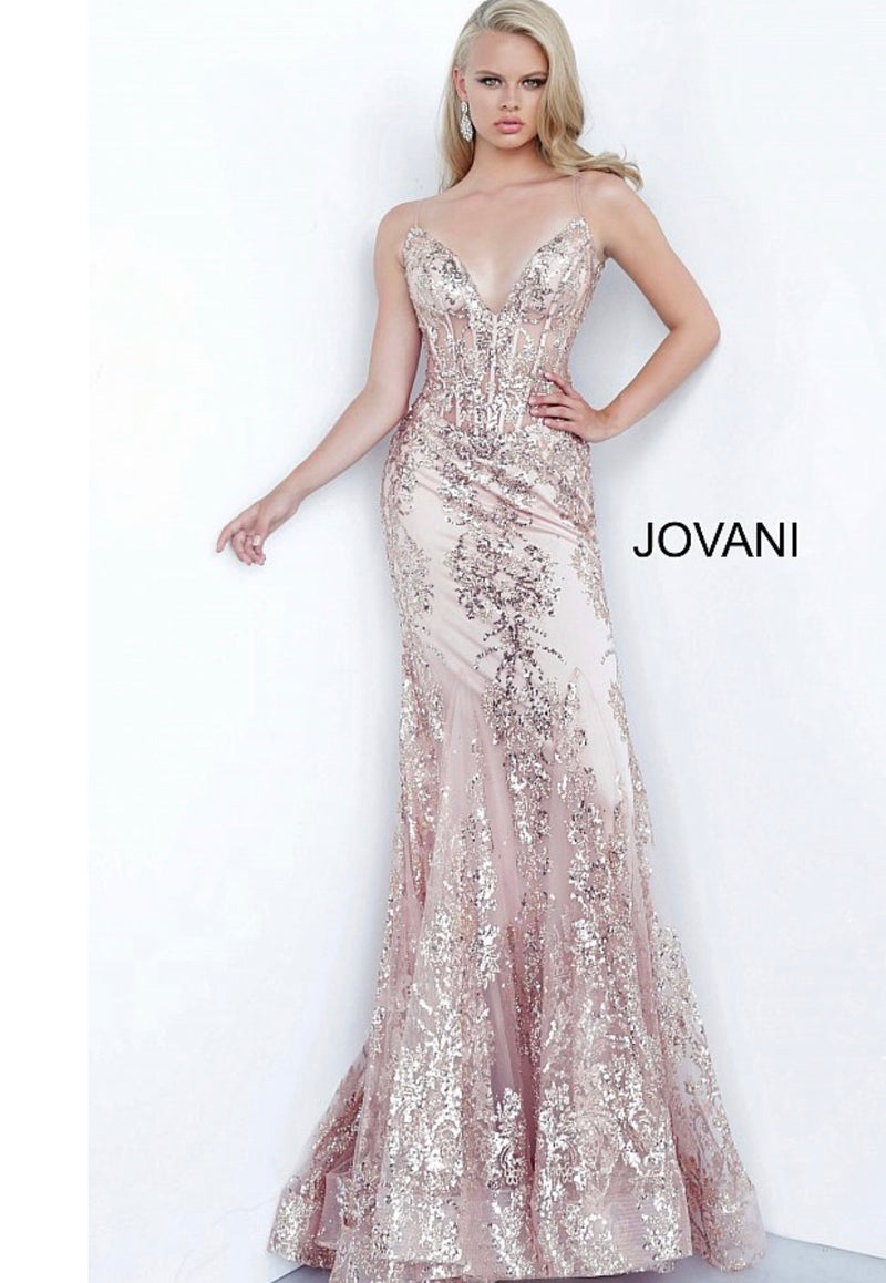 Jovani 3675 Spaghetti Straps Embellished Dress