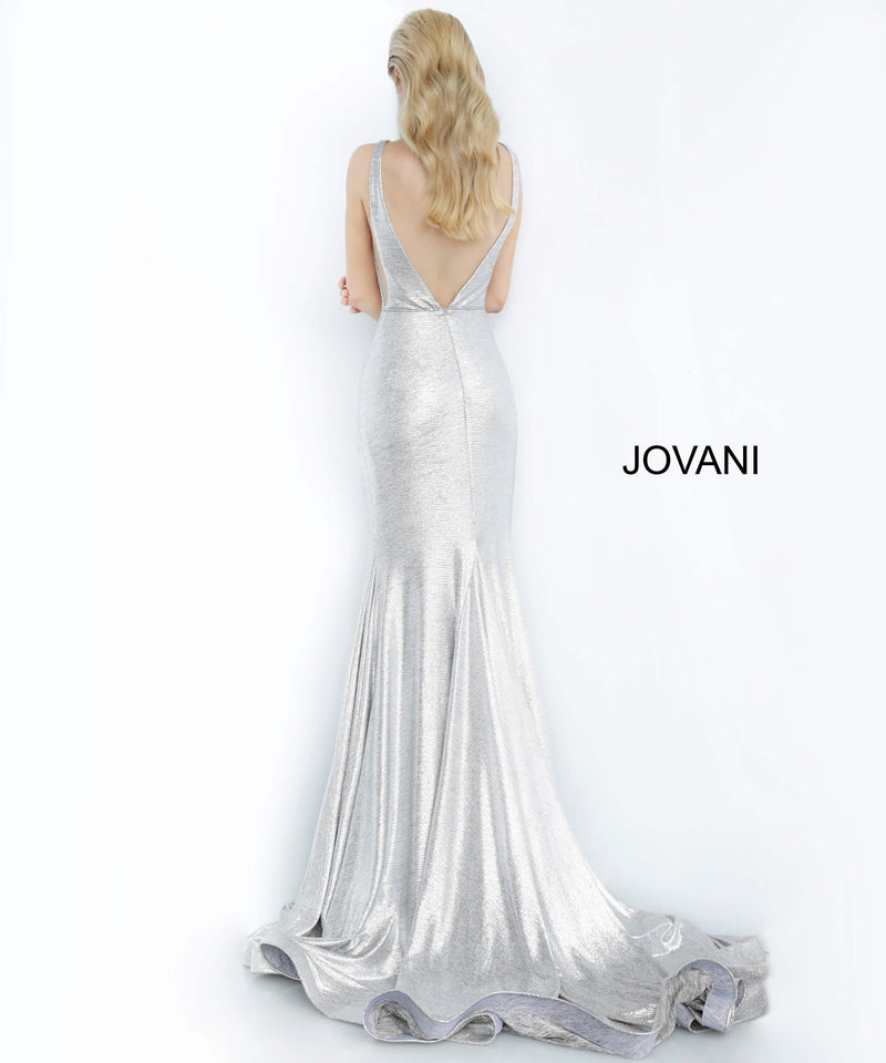 JOVANI 67963 High Slit Metallic Evening Dress - CYC Boutique