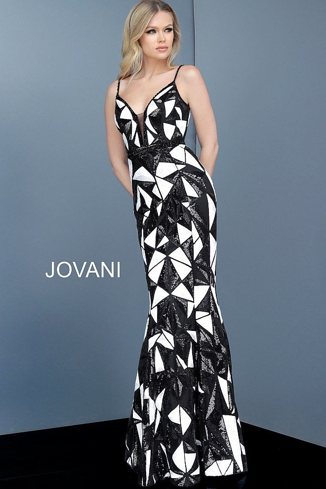 JOVANI 2250 Two Tone Plunging Neckline Evening Dress - CYC Boutique