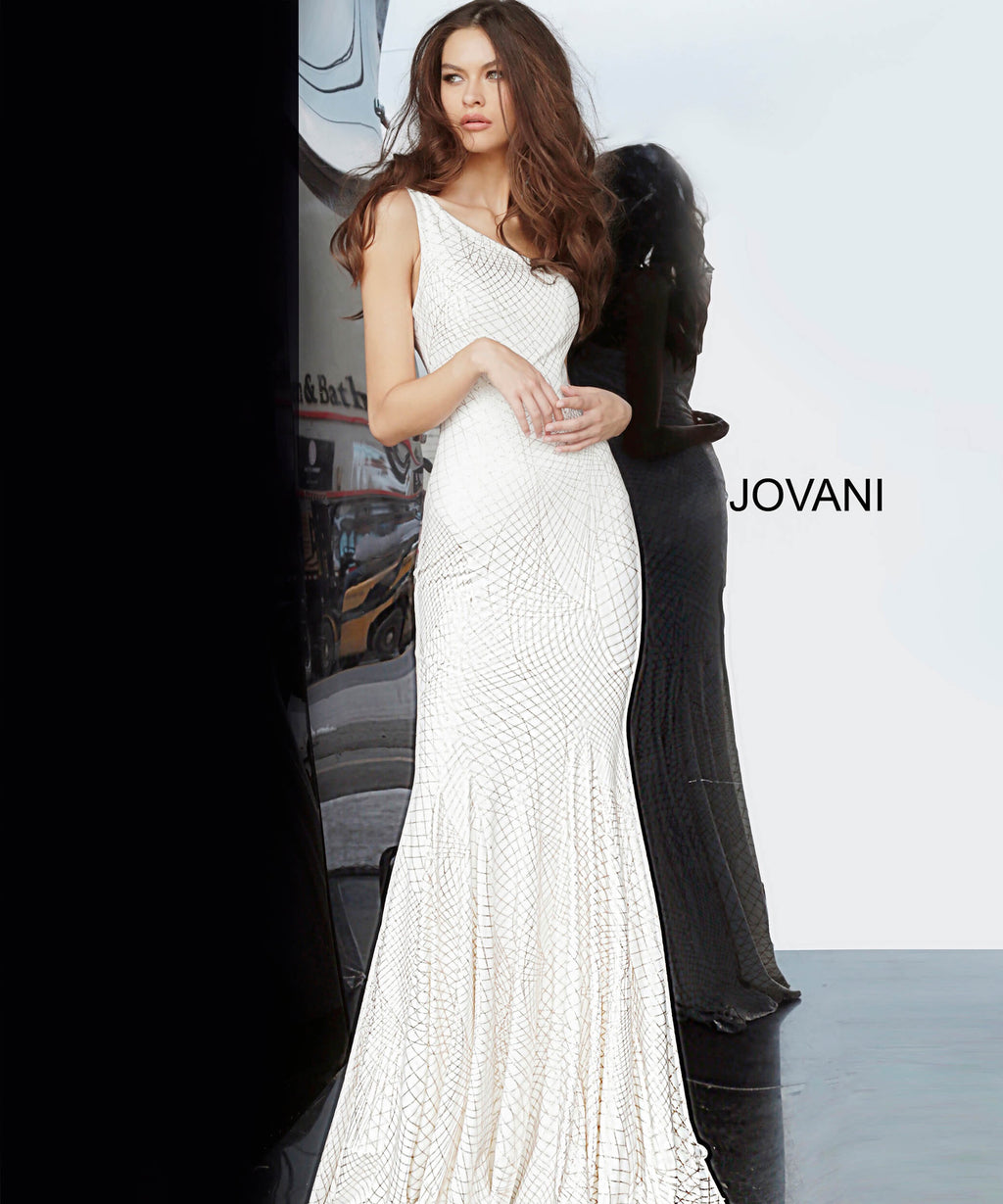 JOVANI 1119 One Shoulder Fitted Evening Dress - CYC Boutique
