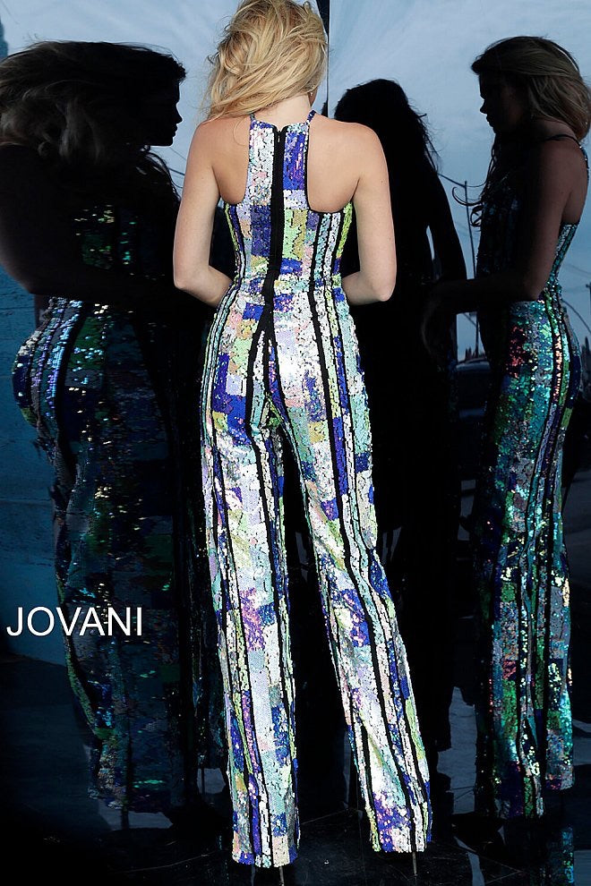 Off White One Shoulder Illusion Jumpsuit Prom Dress Jovani 07079