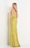 Jovani 06271 Yellow V-Neck Sequin Prom Dress
