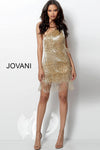 JOVANI 616841 Gold One Shoulder Fringe Dress - CYC Boutique