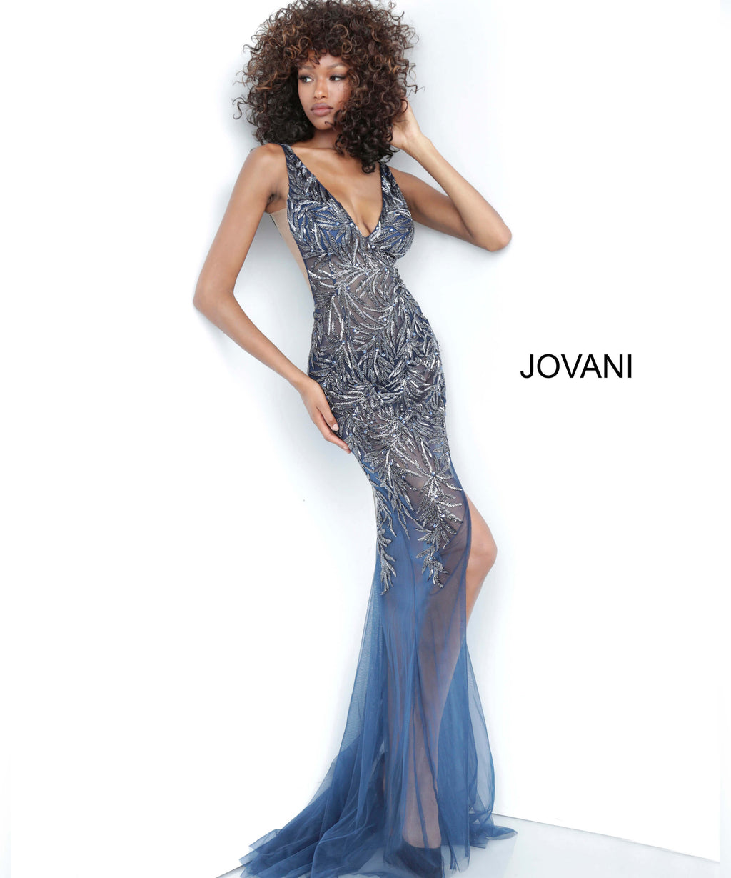 JOVANI 1863 Embellished Tulle Trumpet Dress