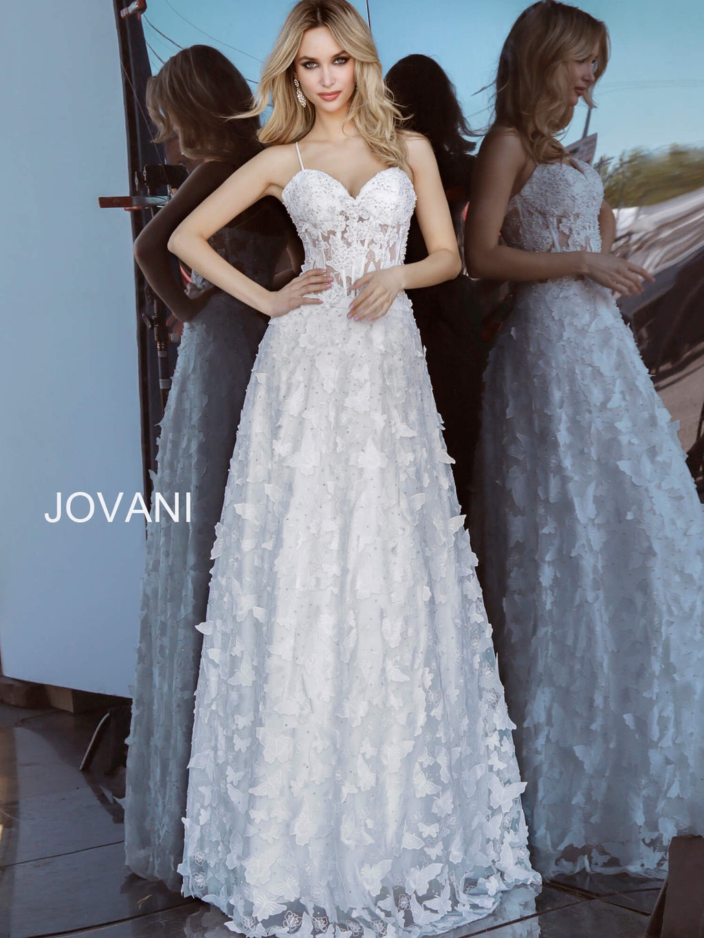 JOVANI 54969 Floral Appliqué Evening Dress - CYC Boutique