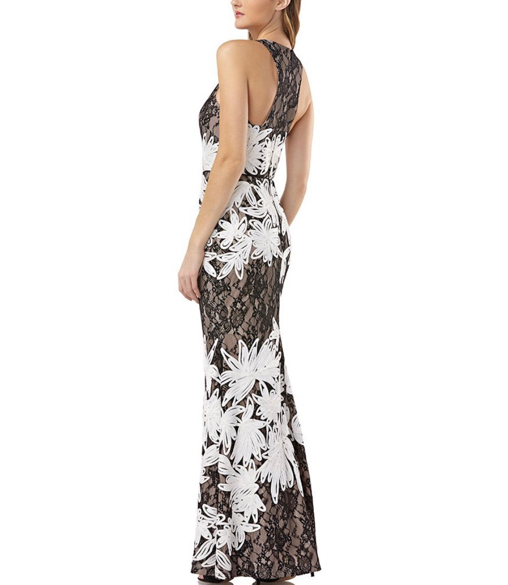 JS Collections Soutache Embroidered Lace Gown - CYC Boutique
