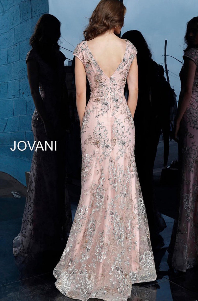 JOVANI 62075 Pink Plunging Neckline Evening dress - CYC Boutique