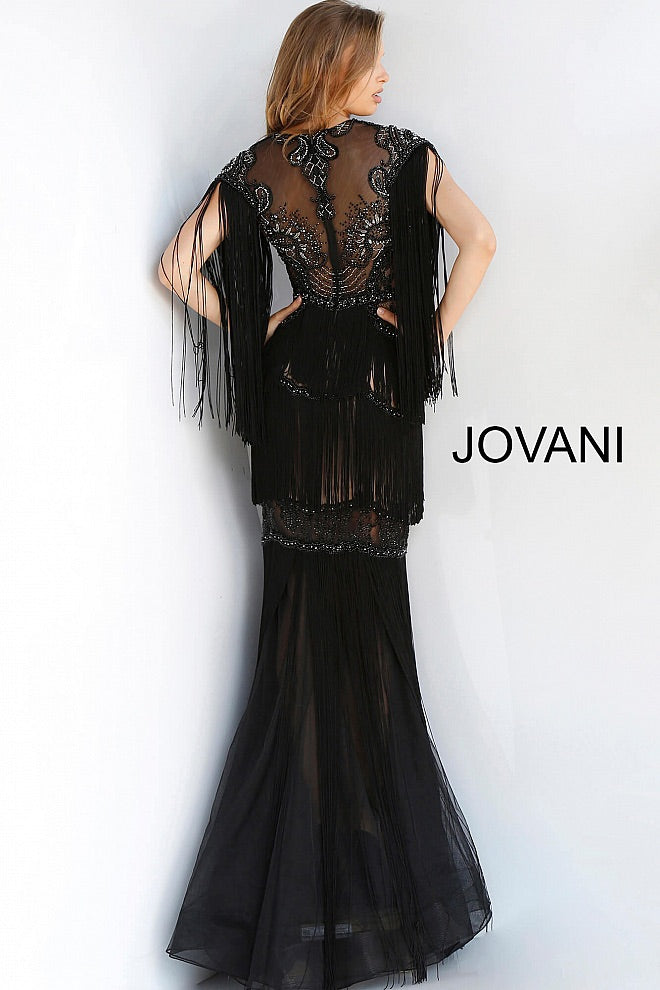 JOVANI 64137 Embellished Fringe Evening Dress - CYC Boutique