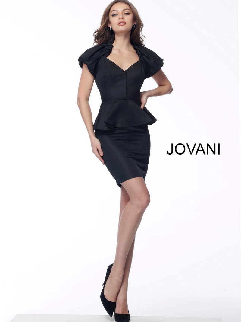 JOVANI 171598 Peplum V-Neck Cocktail Dress - CYC Boutique